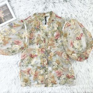 Golden Days Paris Sheer Floral  Blouse !